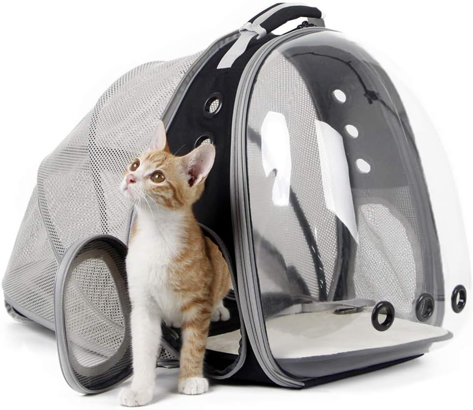 Space Capsule Cat Backpack Carrier | Expandable Bubble Window | Airline Approved | Pink & Black